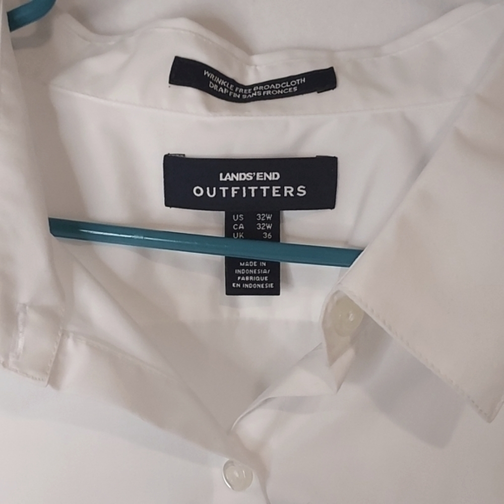 Lands'end Outfitters white shirt top wrinkle free broadcloth sz 32W 4X NWOT - Picture 5 of 9
